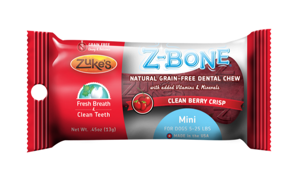 Zukes Z-Bones Clean Cherry Berry Mini Dental Chew 1 Pack