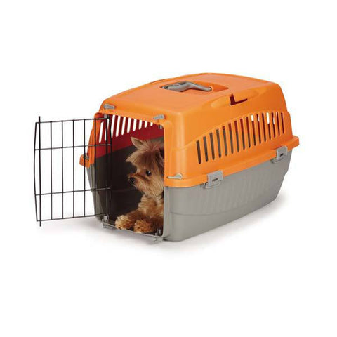 Medium Orange Plastic Carry Me Travel Dog Crate