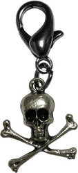 Pewter Skull and Crossbones Lobster Claw Charm