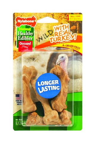 Nylabone Healthy Edibles Wild Turkey Chew Bones Small 4 Pack