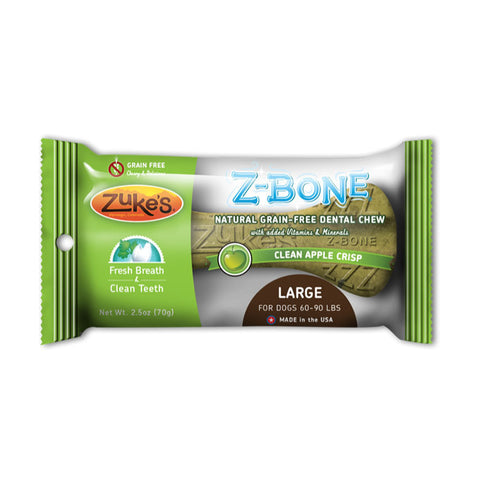 Zukes Z-Bones Clean Apple Crisp Large Size Dental Chew 1 Pack