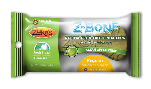 Zukes Z-Bones Clean Apple Crisp Regular Dental Chew 1 Pack