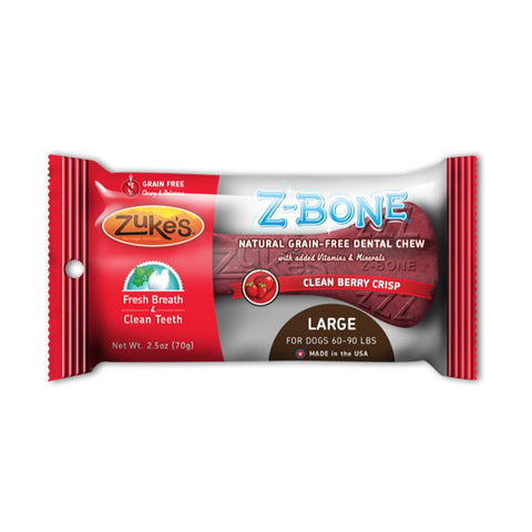 Zukes Z-Bones Clean Cherry Berry Large Size Dental Chew 1 Pack