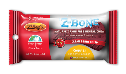 Zukes Z-Bones Clean Cherry Berry Regular Dental Chew 1 Pack