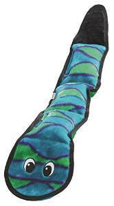 Outward Hound Invincibles 3 Squeaker Blue Green Snake