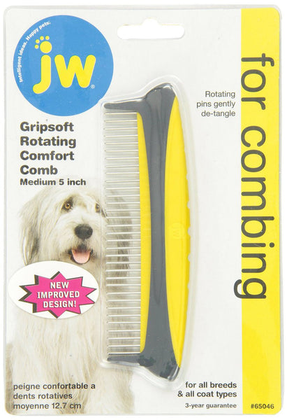 JW Pet Company Medium 5 Inch Gripsoft Rotating Comfort Comb