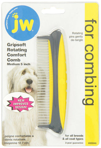 JW Pet Company Medium 5 Inch Gripsoft Rotating Comfort Comb