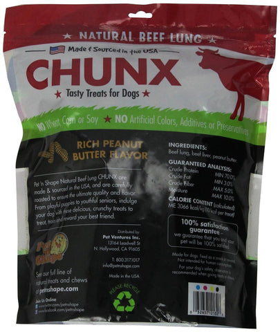 Pet N Shape CHUNX Peanut Butter Flavor Beef Lung 1LB