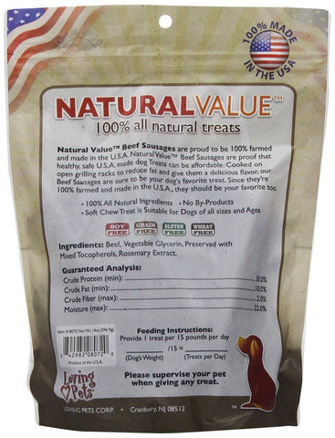 Loving Pets Natural Value Soft Chew Beef Sausages 14oz