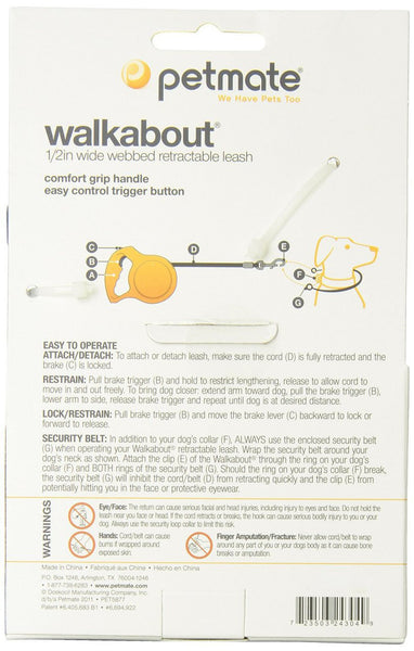Petmate Walkabout Wide Retractable Leash Black Large