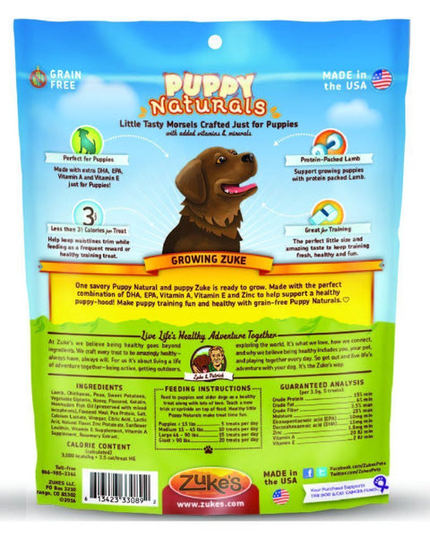 Zukes Puppy Naturals Lamb And Chickpeas Dog Treats 5oz