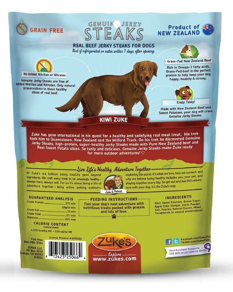 Zukes Genuine Jerky Steaks Beef & Sweet Potato 7oz Dog Treats