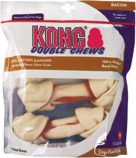 Kong Bacon Double Chews US Rawhide Bones Medium 3 Pack