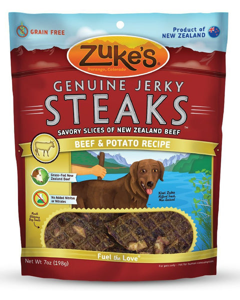 Zukes Genuine Jerky Steaks Beef & Potato 7oz Dog Treats