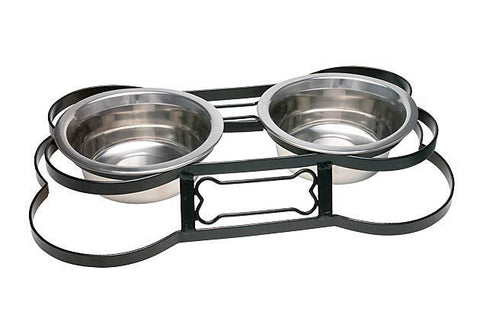 Loving Pets Santa Fe Wrought Iron Bone Shaped Double Diner 2 Quart