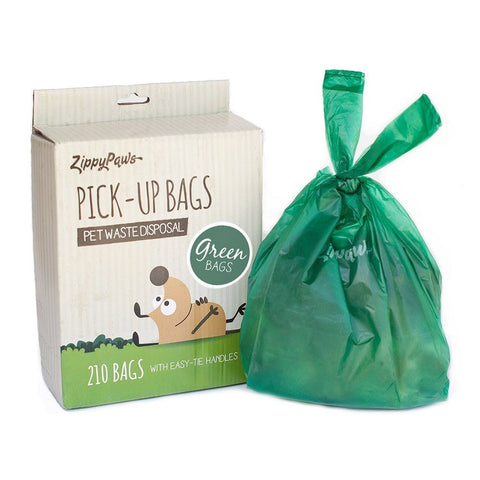 Zippy Paws Dog Poop Waste Pick Up Bags with Handles 210 Count Green