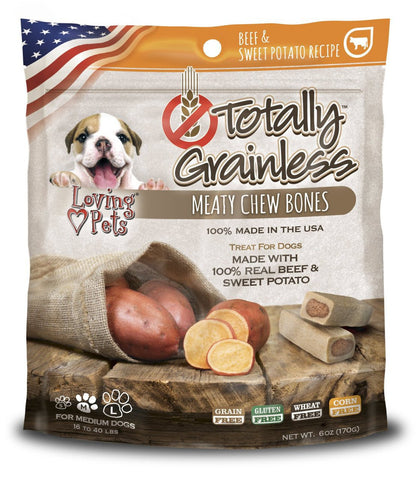 Loving Pets Totally Grainless Beef Sweet Potato Meaty Chew Bones Medium