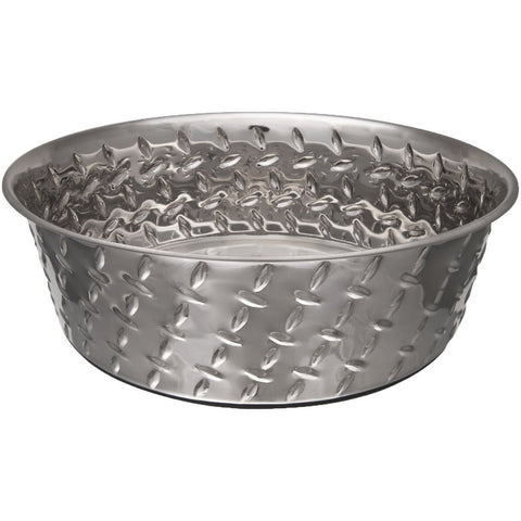 Loving Pets Diamond Plated Dog Bowl with Non Skid Bottom 2 Quart