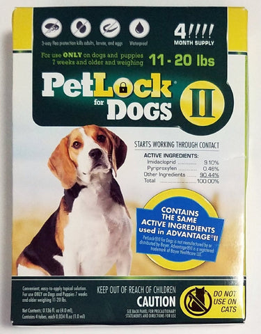 PetLock II Flea Treatment for Dogs 11-20 lbs 4 Month Supply