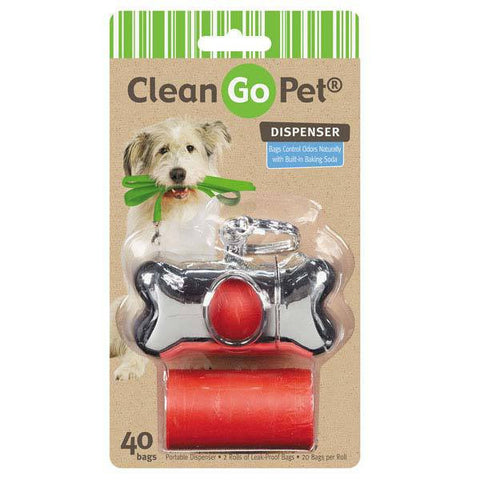 Silver Clean Go Pet Waste Bag Holder With 40 Bags