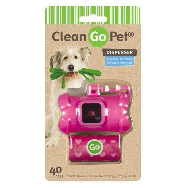 Pink Clean Go Pet Waste Bag Holder With 40 Bags