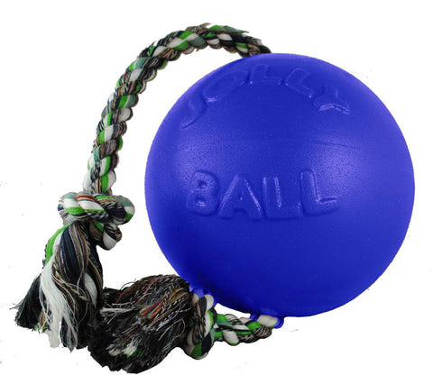 Blue Romp And Roll Dog Toy With Rope 8 Inch