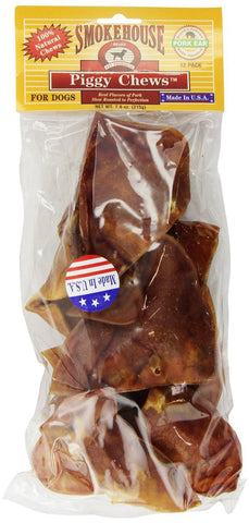 Smokehouse 12 Pack Piggy Chews Roasted Pig Ears
