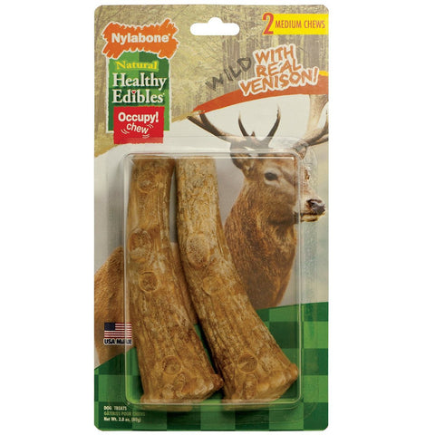 Nylabone Healthy Edibles Medium Venison Antler Dog Treat Bones