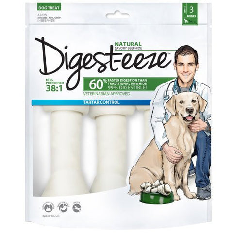 Digest-eeze Beefhide 3pk 8 Inch Bones