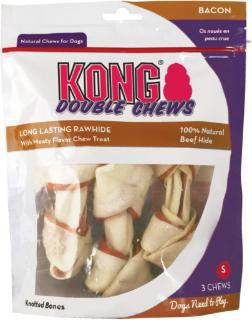 Kong Bacon Double Chews US Rawhide Bones Small 3 Pack