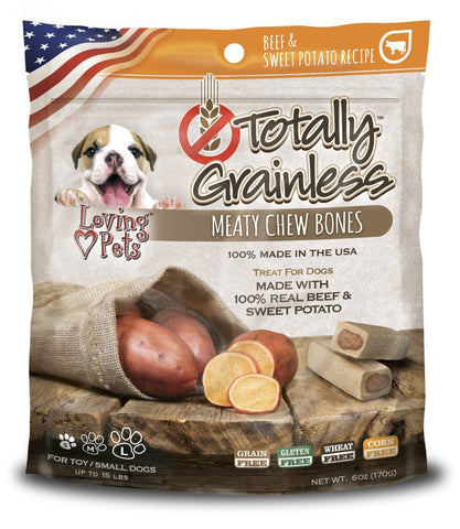 Loving Pets Totally Grainless Beef Sweet Potato Meaty Chew Bones Small