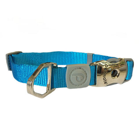 Petmate Deluxe Signature Blue Metal Clip Collar 18-26"