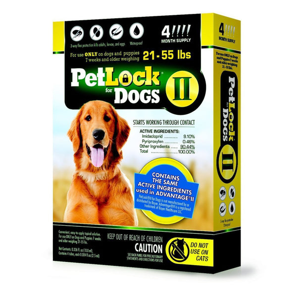 PetLock II Flea Treatment for Dogs 21-55 lbs 4 Month Supply