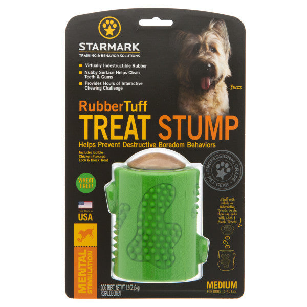 Starmark Medium Green RubberTuff Treat Stump Dog Toy