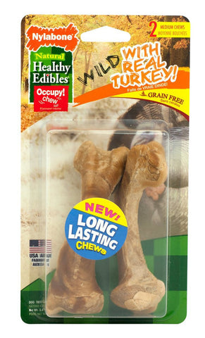 Nylabone Healthy Edibles Wild Turkey Chew Bones Medium 2 Pack