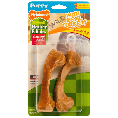 Nylabone Healthy Edibles PUPPY Wild Turkey Medium Chew Bones