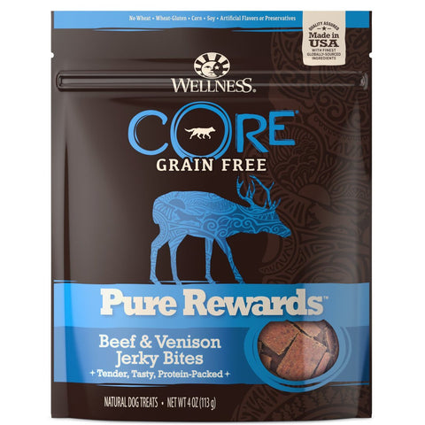 Wellness CORE Pure Rewards Beef Venison GF Soft Jerky Bites 4oz