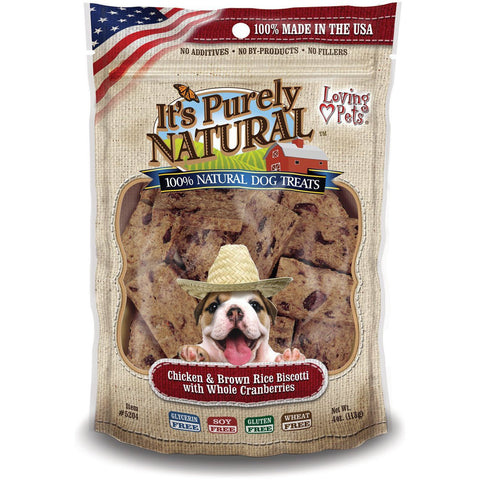 Loving Pets Purely Chicken Brown Rice Biscotti with Cranberries 4oz