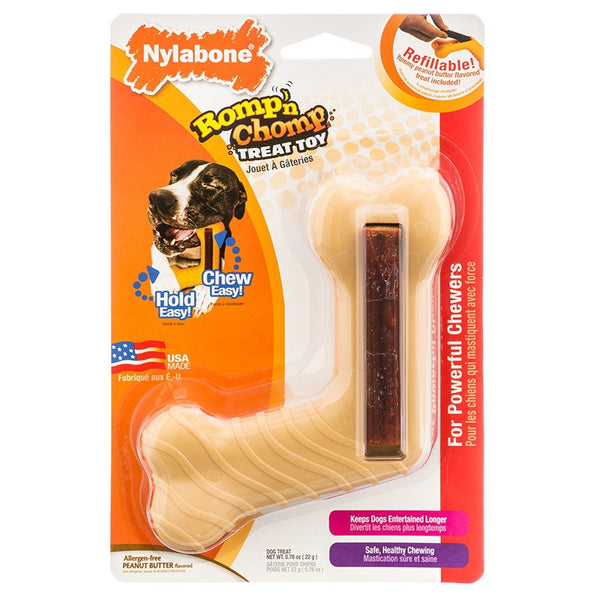 Nylabone Romp N Chomp Arc Bone Peanut Butter Dog Toy