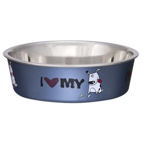 I Love My Dog Stainless Steel Blue Dog Bowl