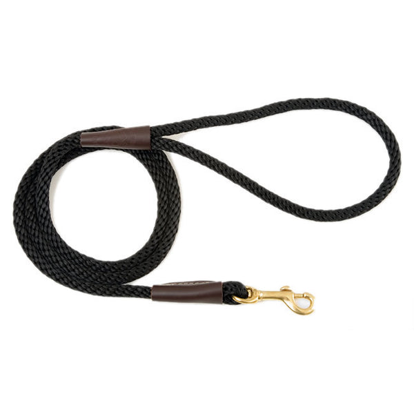 Mendota Small Black Snap Leash 3/8 x 6 Ft