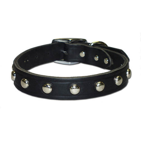 Black Leather Studded Dog Collar