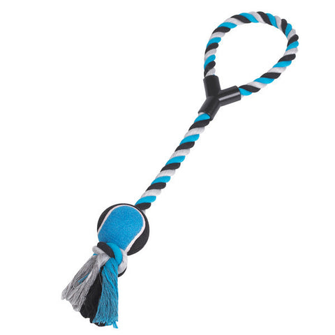 Zanies Tennis Toss Blue Rope Dog Toy