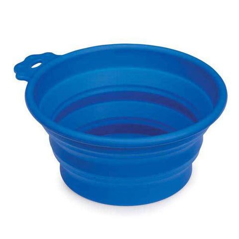 Blue Petmate Bend A Bowl Silicone Collapsable Travel Bowl