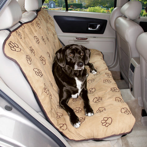 Camel Brown Pawprint Bench Car Seat Cover