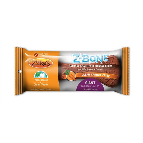 Zukes Z-Bones Clean Carrot Crisp Giant Dental Chew 1 Pack