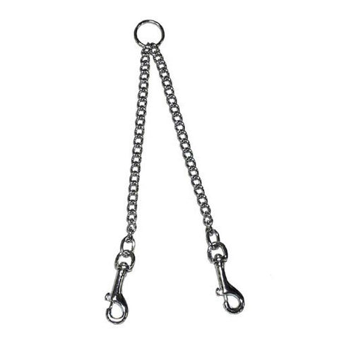 20 Inch Chew Proof Chrome Chain Two Dog Coupler
