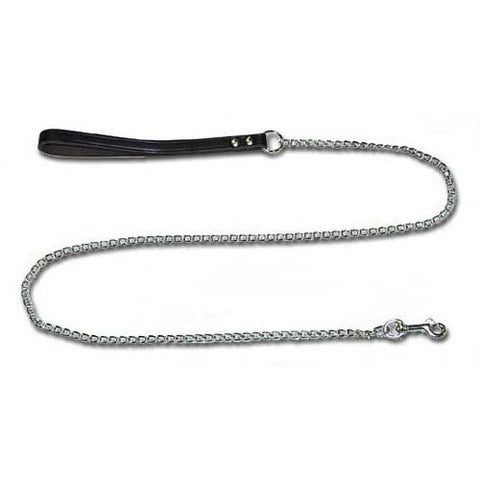6Ft Leather Handle Chew Proof Chain Dog Lead