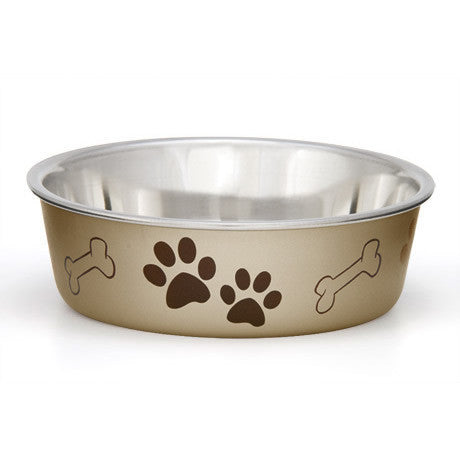 Metallic Champagne Stainless Steel Dog Bowl