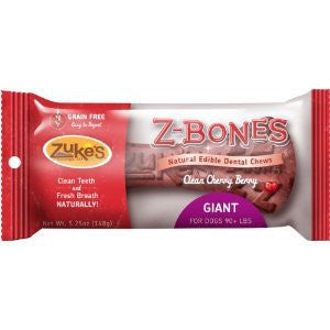 Zukes Z-Bones Clean Cherry Berry Giant Size Dental Chew 1 Pack